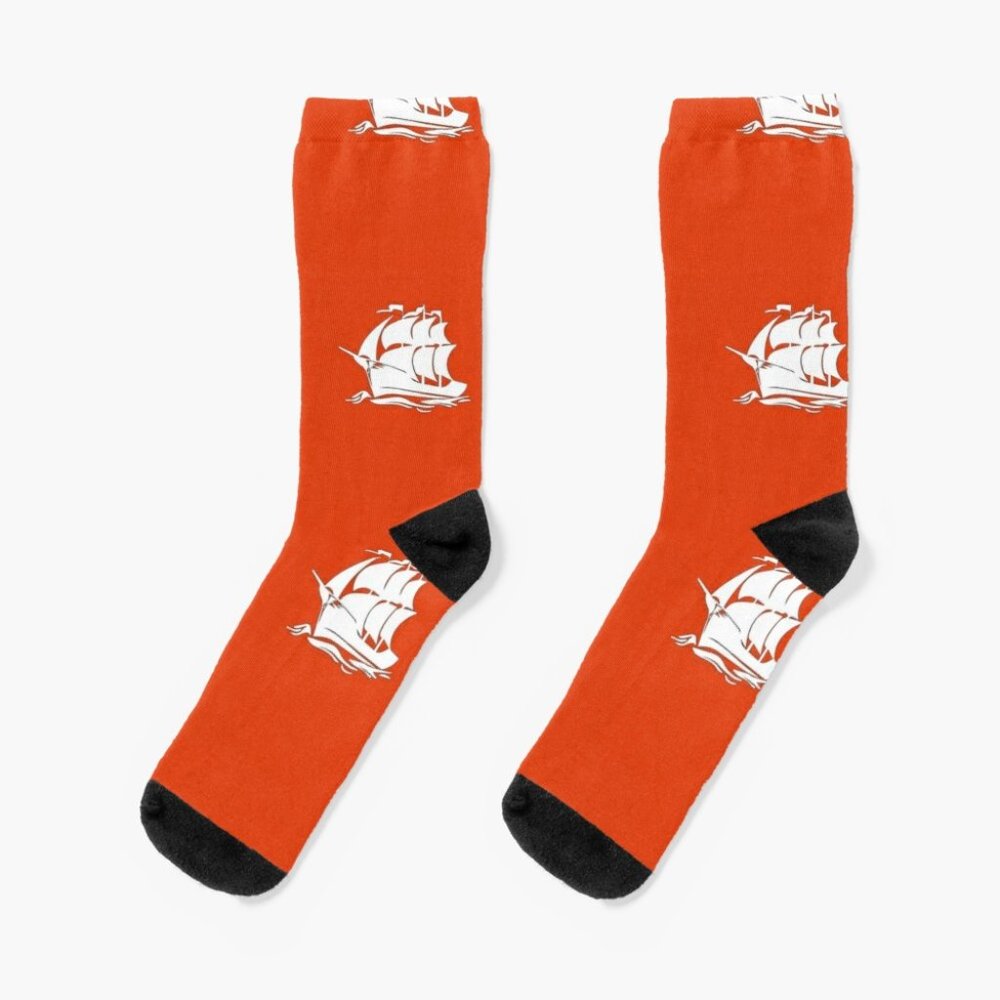 Black Summer Orange Boat Socks